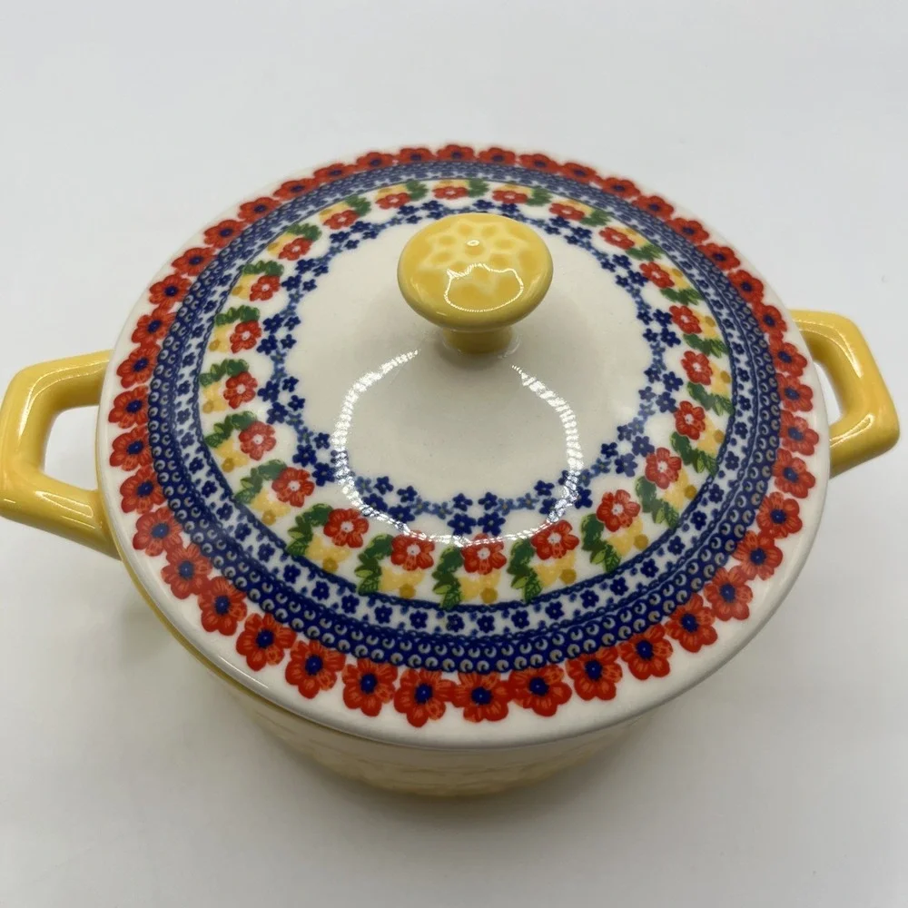 Pioneer Woman Mini CasseroleDish W/Lid Dazzling Dahlias Yellow Stoneware 2018DMT